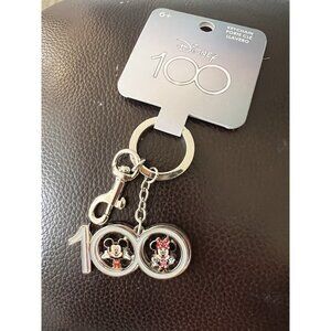 Loungefly Disney 100 Keychain Silver Mickey Minnie